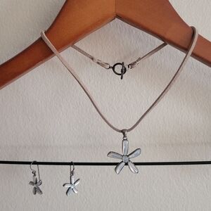 Sterling silver 925 stamped starfish necklace & earring set Women's jewelry